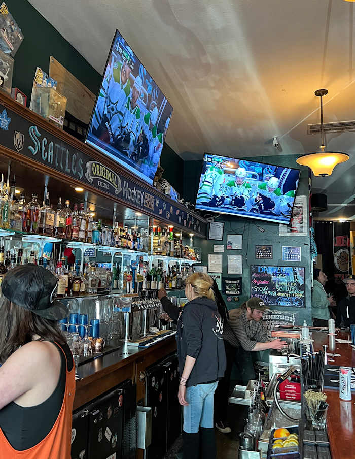 All hockey, all the time, on the televisions at The Angry Beaver.